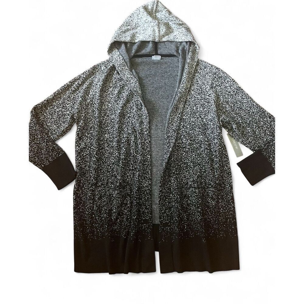 NWT Chico's Zenergy Women’s Cotton-Cashmere Blend Ombre Hooded Cardigan Size XL